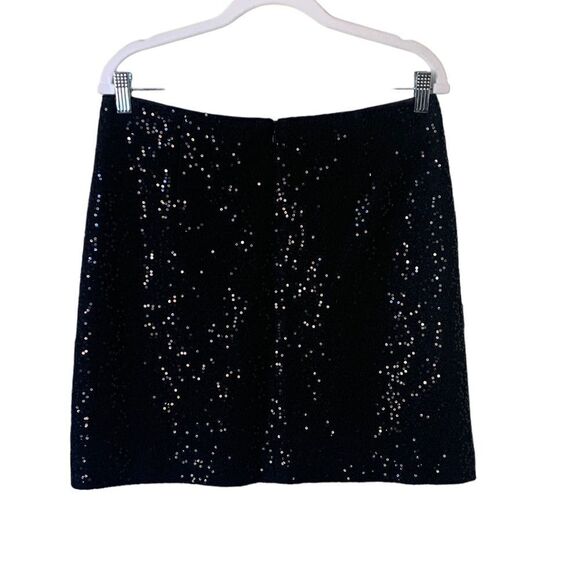Ann Taylor Black Wool Blend Sequined Mini Skirt | Size 6 - Picture 2 of 9